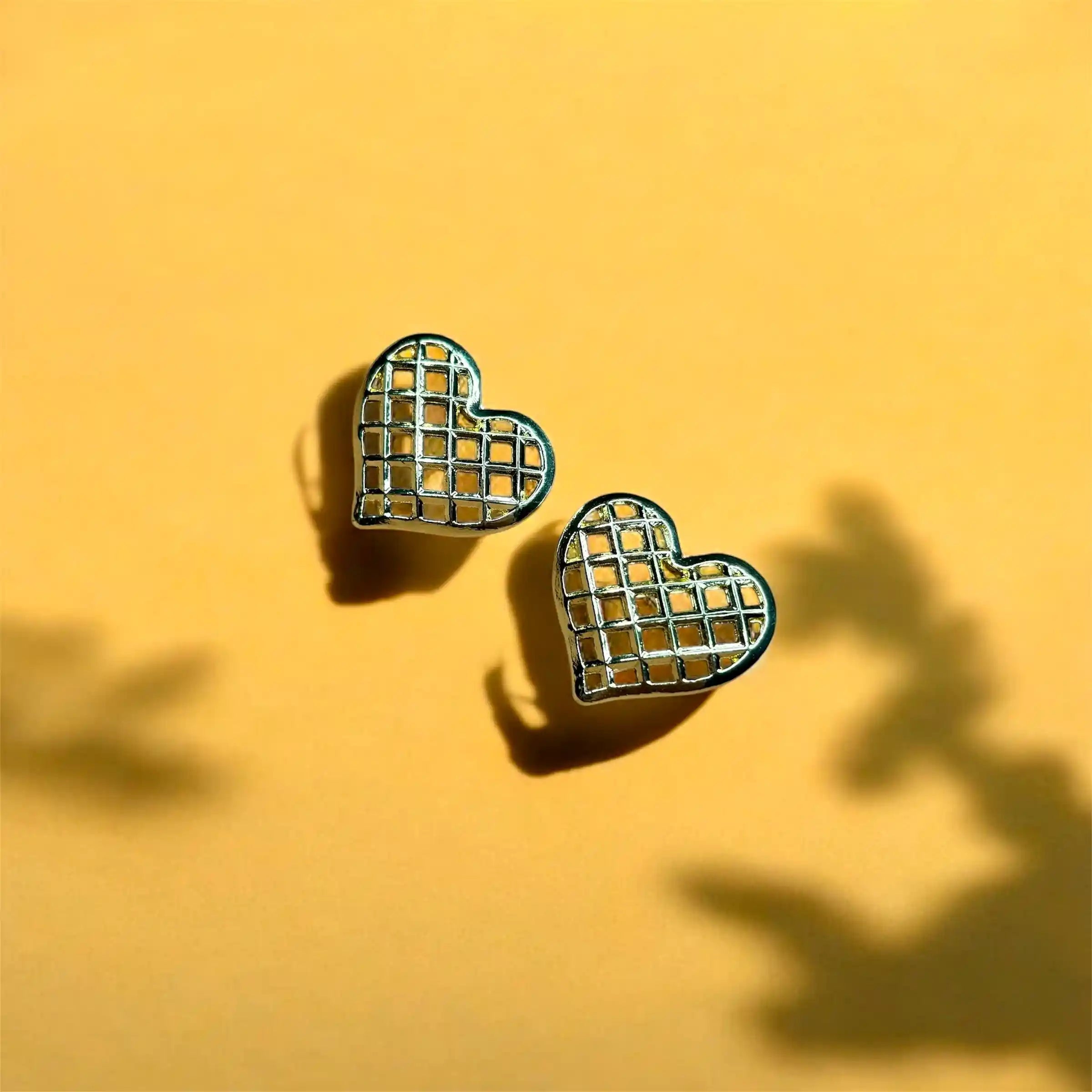 Grid Heart Earrings