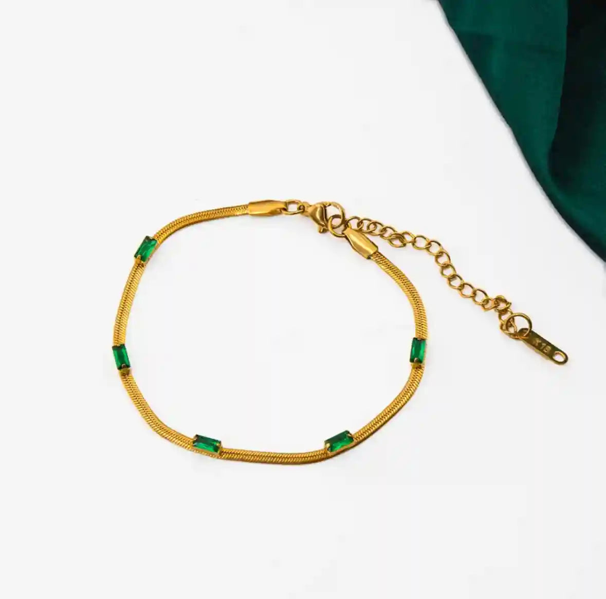 Emerald Snake Chain Bracelet